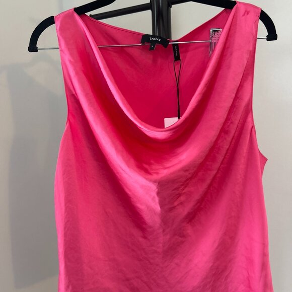 Theory Women's Pink Sleeveless Cowl-Neck Blouse, Size L - Picture 2 of 7
